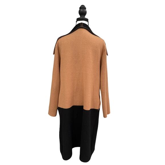 Tahari Colorblock Longline Minimalist Sweater Coat Open Front Duster L Preppy - Picture 3 of 9